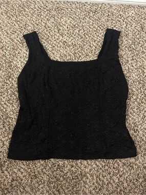 Vintage E.K Designs Black Lace Square-Neck Women's Tank Top